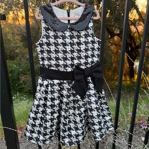 1989 Place Black & White Houndstooth Dress with Sequin Collar